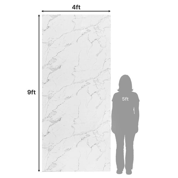 Dundee Deco Marble-Look Glossy PVC Wall Panels 4 x 9-ft - White/Grey - 2-Pack