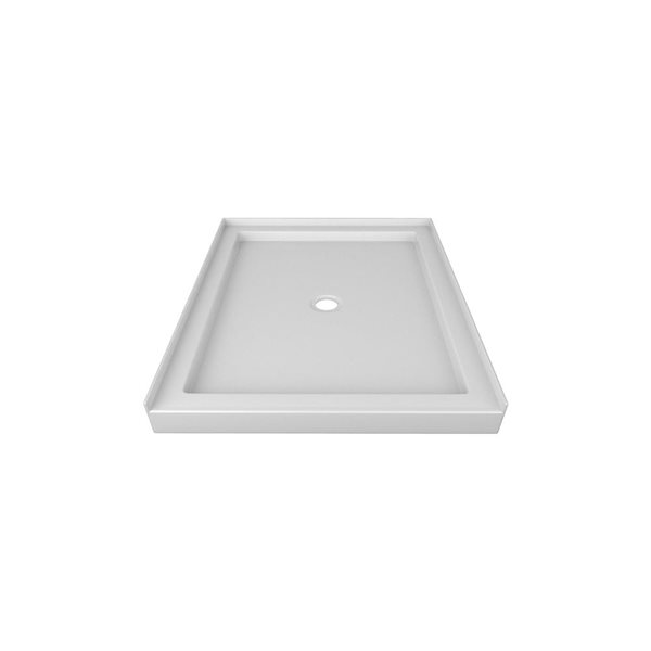 Valley Bath & Kitchen 4248SSTCD1 Acrylic Single Threshold Shower Base 42 x 48-in w/ Centre Drain - White