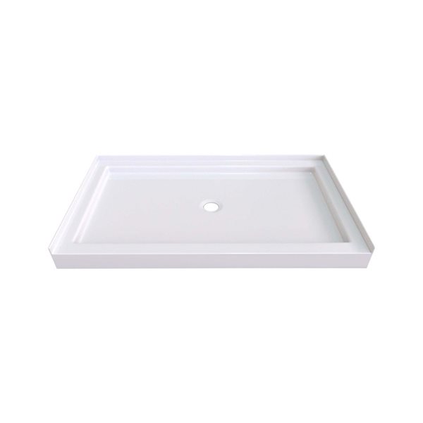 Valley Bath & Kitchen 5436SSTCD1 Acrylic Single Threshold Shower Base 54 x 36-in w/ Centre Drain - White