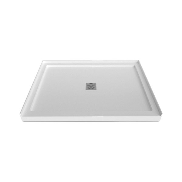 Valley Bath & Kitchen 6048SSTSD1 Acrylic Single Threshold Shower Base 60 x 48-in w/ Centre Drain - White