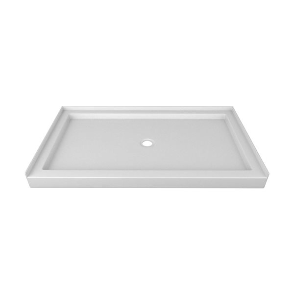 Valley Bath & Kitchen 6036SSTCD1 Acrylic Single Threshold Shower Base 60 x 36-in w/ Centre Drain - White