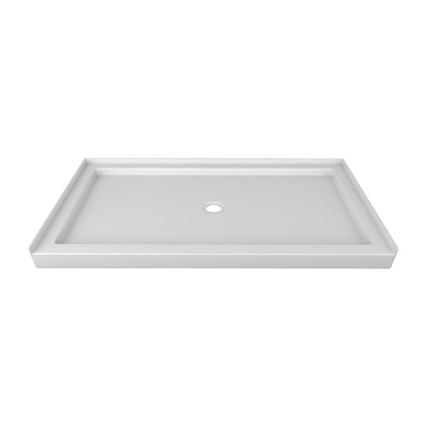 Valley Bath & Kitchen 6632SSTCD1 Acrylic Single Threshold Shower Base 66 x 32-in w/ Centre Drain - White