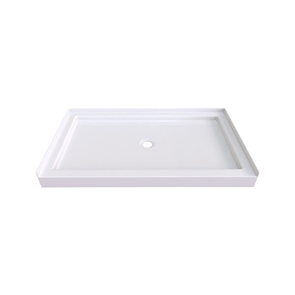 Valley Bath & Kitchen 5430SSTCD1 Acrylic Single Threshold Shower Base 54 x 30-in w/ Centre Drain - White