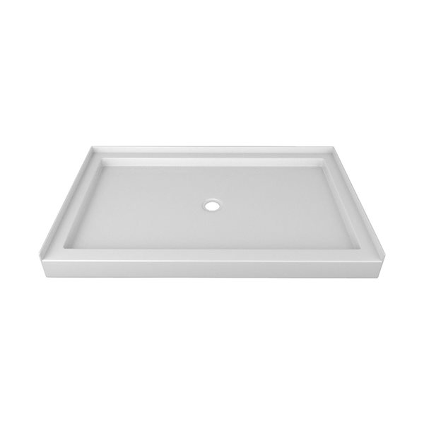 Valley Bath & Kitchen 6648SSTCD1 Acrylic Single Threshold Shower Base 66 x 48-in w/ Centre Drain - White