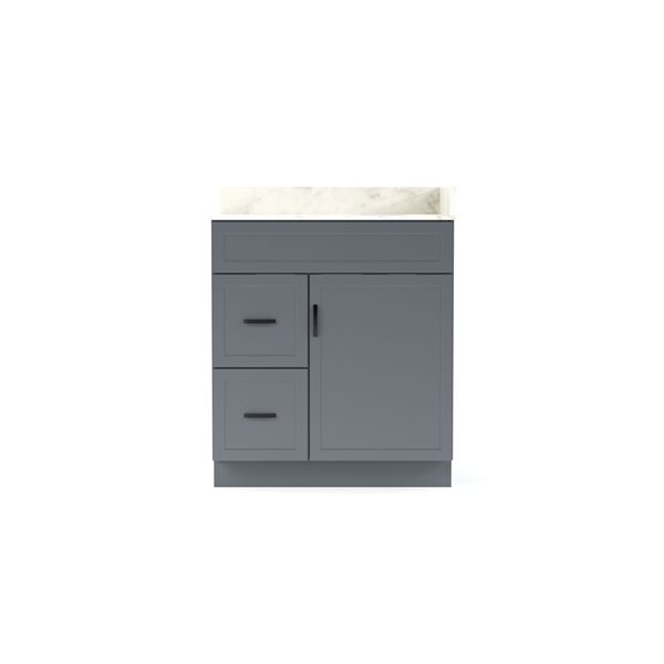 LUKX CB Vanity 30-in Left Gray Single Sink Bathroom Vanity with Sintered Stone Top