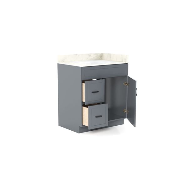 LUKX CB Vanity 30-in Left Gray Single Sink Bathroom Vanity with Sintered Stone Top