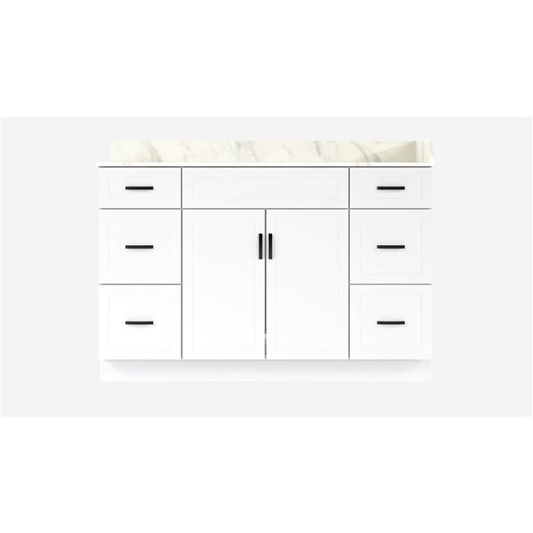 LUKX CB Vanity 60-in White Single Sink Bathroom Vanity with Sintered Stone Top