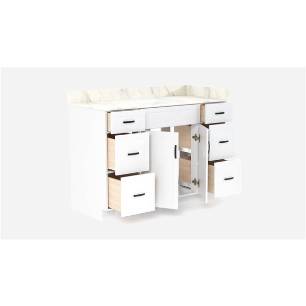 LUKX CB Vanity 60-in White Single Sink Bathroom Vanity with Sintered Stone Top