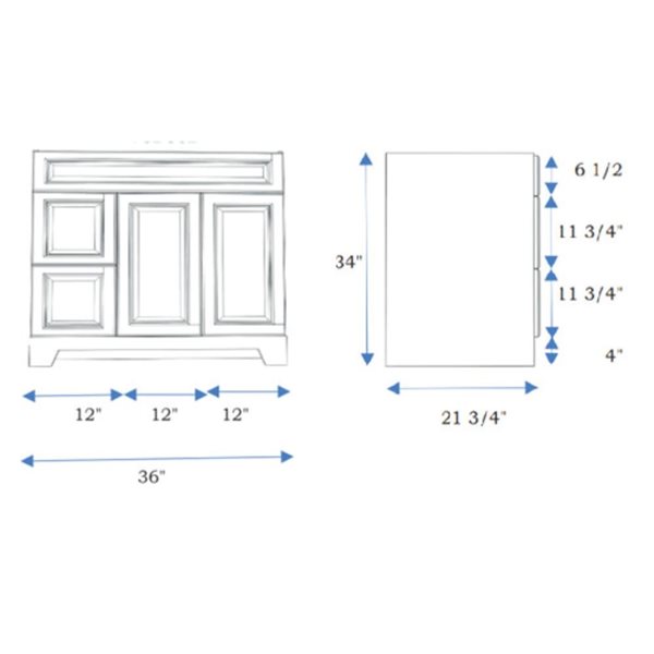 LUKX CB Vanity 36-in Left White Single Sink Bathroom Vanity with Sintered Stone Top