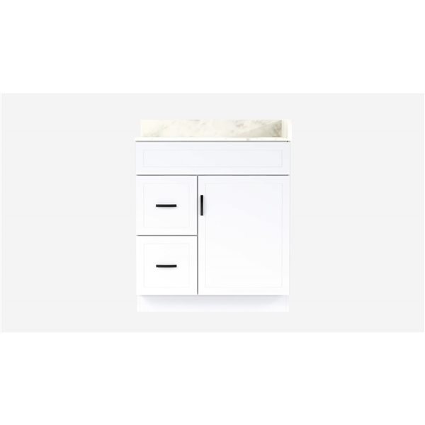 LUKX CB Vanity 30-in Left White Single Sink Bathroom Vanity with Sintered Stone Top