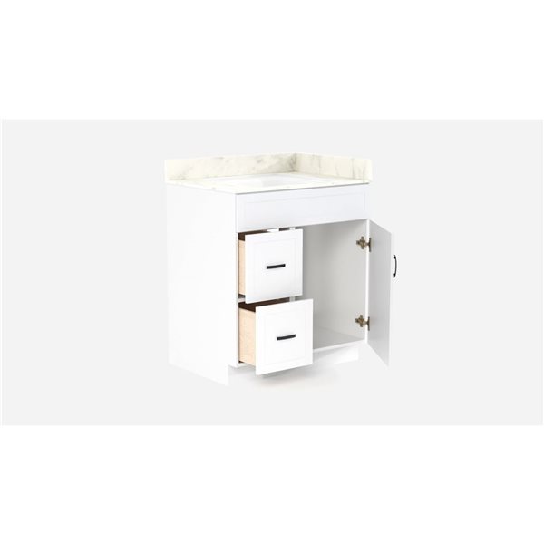 LUKX CB Vanity 30-in Left White Single Sink Bathroom Vanity with Sintered Stone Top