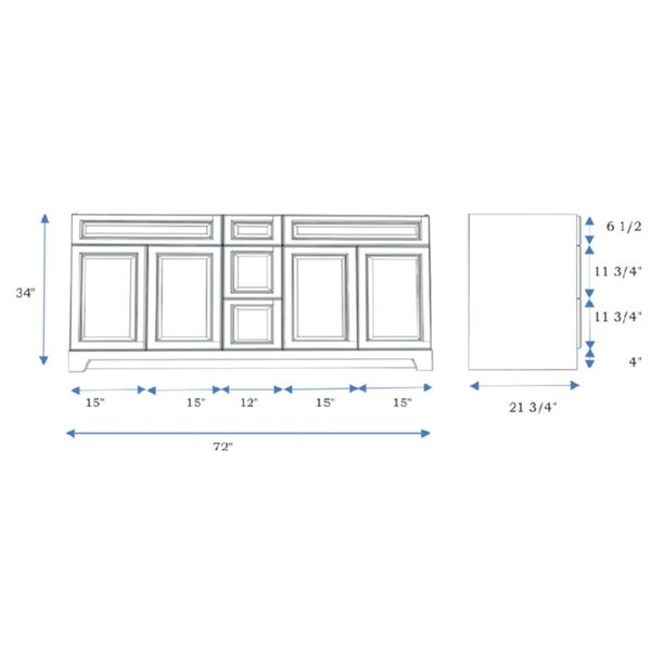 LUKX CB Vanity 72-in White Double Sink Bathroom Vanity with Sintered Stone Top