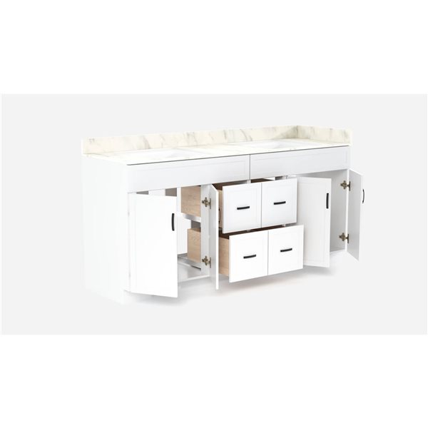LUKX CB Vanity 72-in White Double Sink Bathroom Vanity with Sintered Stone Top