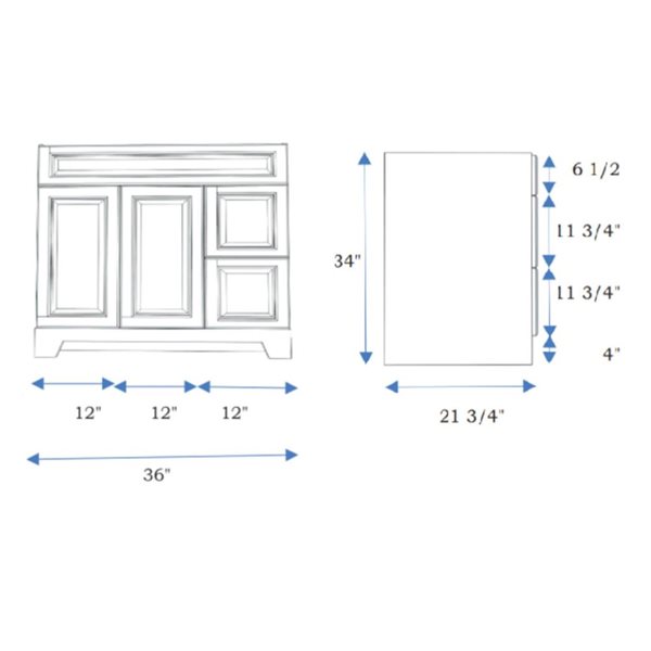 LUKX CB Vanity 36-in Right White Single Sink Bathroom Vanity with Sintered Stone Top