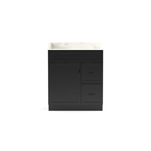 LUKX CB Vanity 30-in Right Black Single Sink Bathroom Vanity with Sintered Stone Top