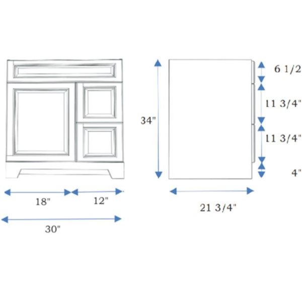 LUKX CB Vanity 30-in Right Black Single Sink Bathroom Vanity with Sintered Stone Top