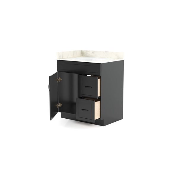 LUKX CB Vanity 30-in Right Black Single Sink Bathroom Vanity with Sintered Stone Top