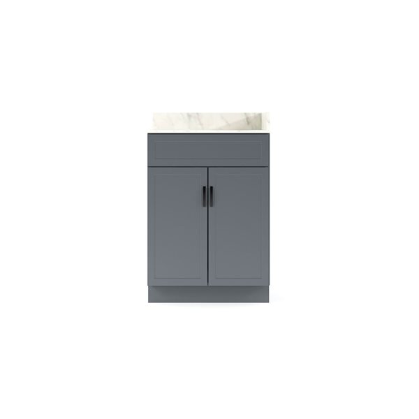 LUKX CB Vanity 24-in Gray Single Sink Bathroom Vanity with Sintered Stone Top