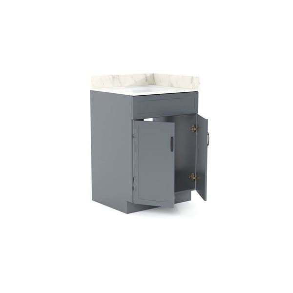 LUKX CB Vanity 24-in Gray Single Sink Bathroom Vanity with Sintered Stone Top