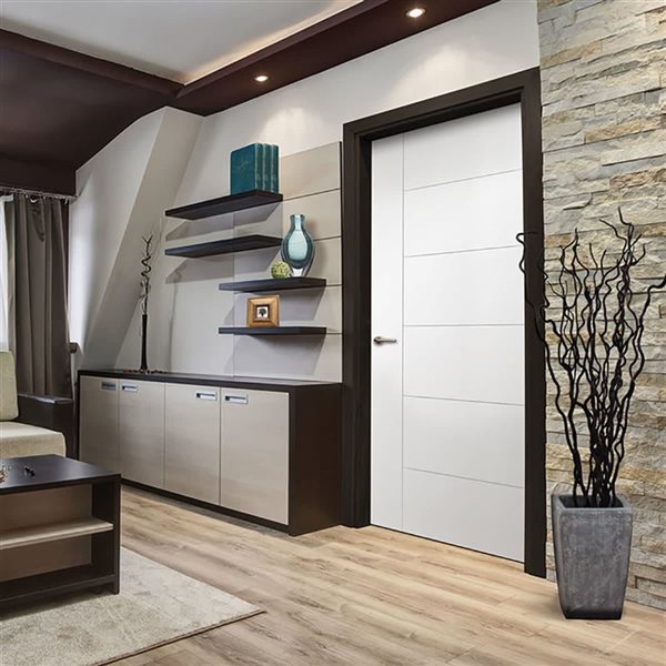 Garson Berkway Grooved Solid Core Slab Door 28 x 80 x 1 3/4-in - Primed - White