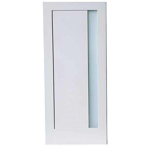 Garson Slim Lite Frosted Glass Solid Core Shaker Style Door 30 x 80 x 1 3/8-in - White