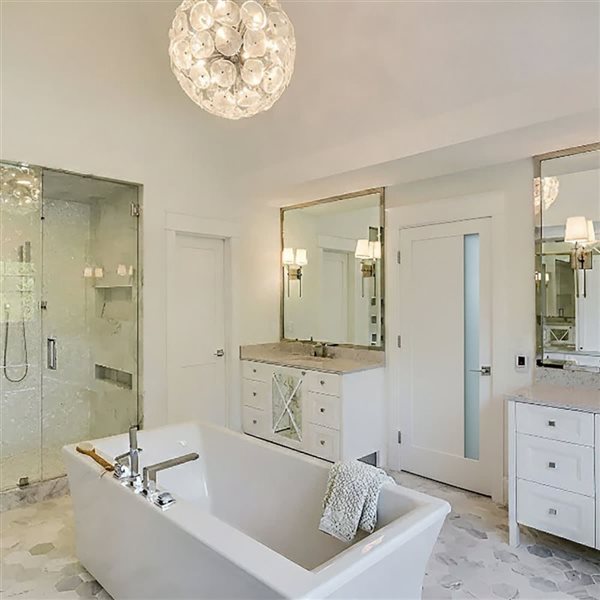 Garson Slim Lite Frosted Glass Solid Core Shaker Style Door 30 x 80 x 1 3/8-in - White