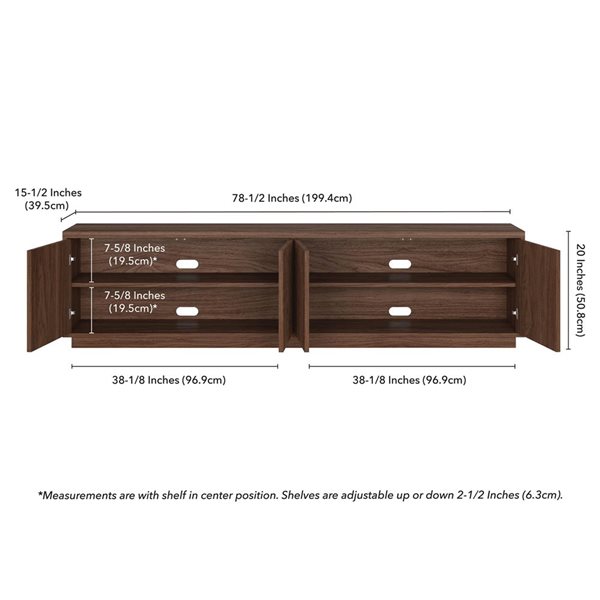 Hailey Home Hanson Fluted TV Stand for TVs up to 85-in - Satin Walnut
