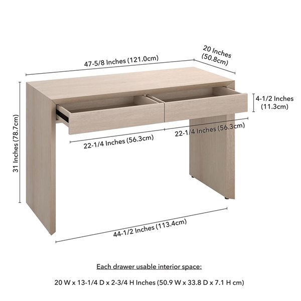 Hailey Home Pembroke Wide Desk 48-in - Alder White