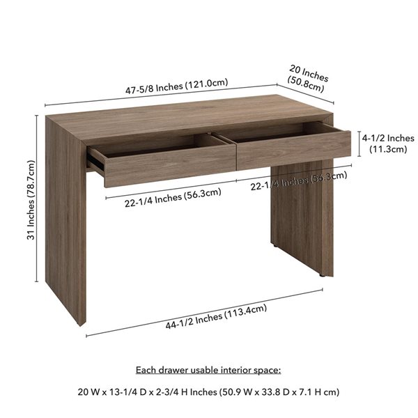 Hailey Home Pembroke Wide Desk 48-in - Antiqued Grey Oak