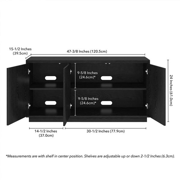 Hailey Home Hanson TV Stand for TVs up to 55-in - Black Grain