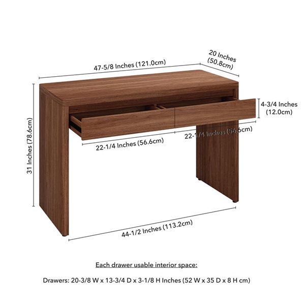 Hailey Home Ashcroft Wide Desk 48-in - Satin Walnut