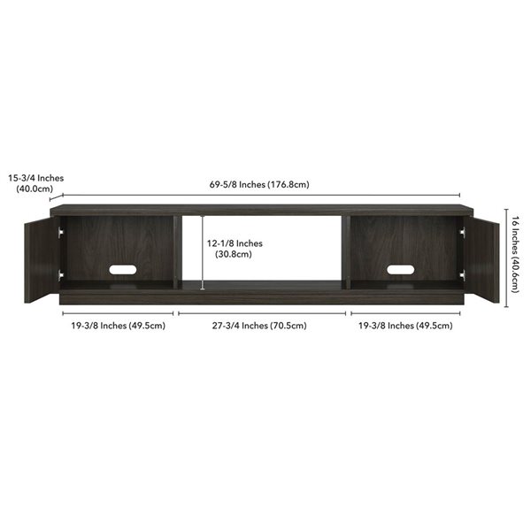 Hailey Home Dorian Fluted TV Stand for TVs up to 78-in - Alder Brown