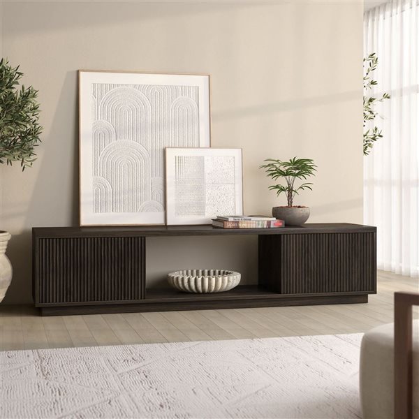 Hailey Home Dorian Fluted TV Stand for TVs up to 78-in - Alder Brown