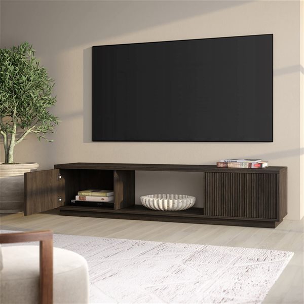 Hailey Home Dorian Fluted TV Stand for TVs up to 78-in - Alder Brown