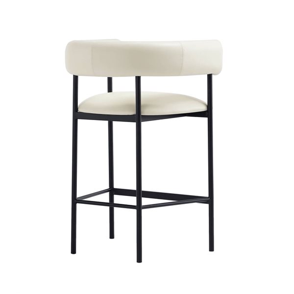 Manhattan Comfort Onda Ivory Vegan Leather Upholstered Metal Counter Stool