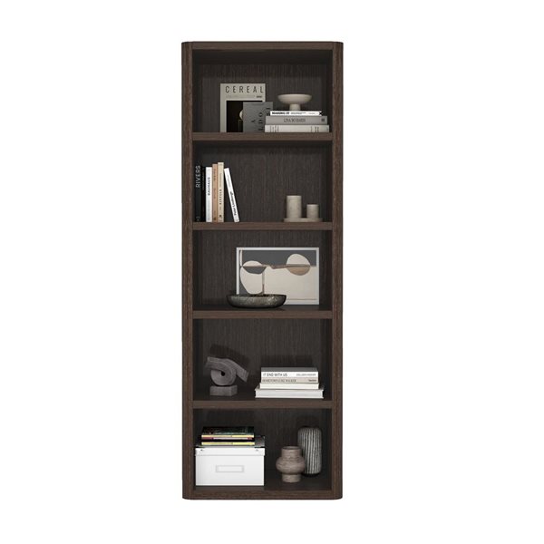 Manhattan Comfort Rivington Dark Walnut 28-in 5-Shelf Open Bookcase