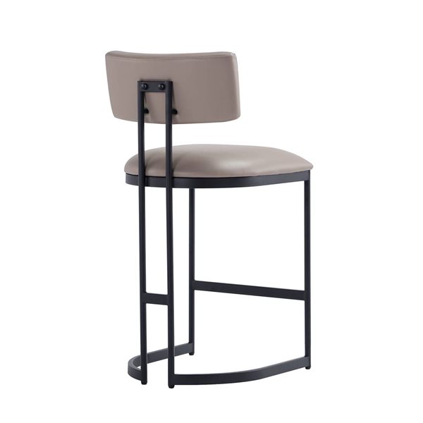 Manhattan Comfort Juno Taupe Vegan Leather Upholstered Metal Counter Stool