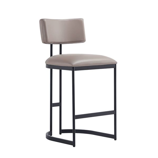 Manhattan Comfort Juno Taupe Vegan Leather Upholstered Metal Counter Stool
