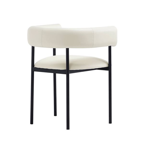 Manhattan Comfort Onda Ivory Vegan Leather Upholstered Metal Dining Chair