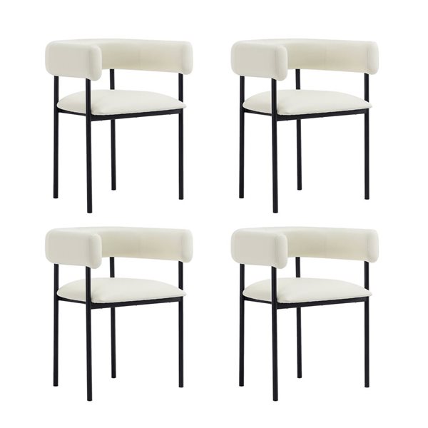 Manhattan Comfort Onda Ivory Vegan Leather Upholstered Metal Dining Chair