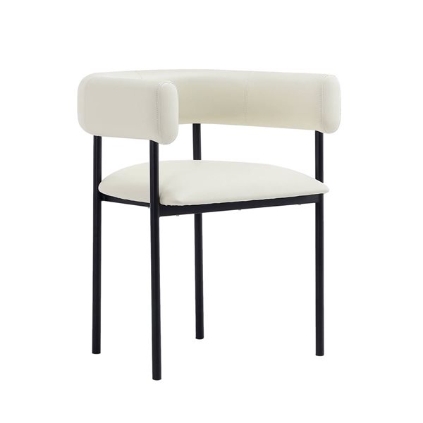 Manhattan Comfort Onda Ivory Vegan Leather Upholstered Metal Dining Chair