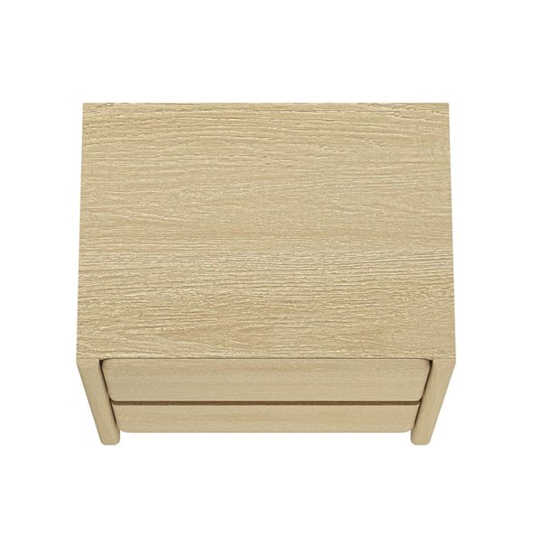Manhattan Comfort Linda 2-Drawer Nightstand 24-in - Natural Oak
