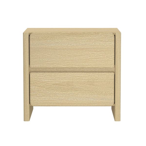 Manhattan Comfort Linda 2-Drawer Nightstand 24-in - Natural Oak