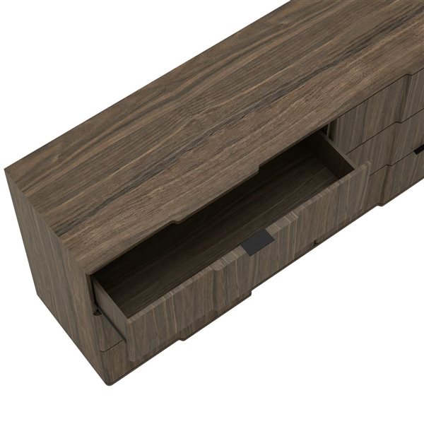 Manhattan Comfort Clive 6-Drawer Double Dresser 72-in - Walnut Brown