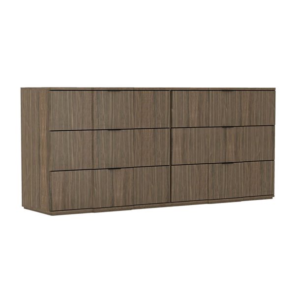 Manhattan Comfort Clive 6-Drawer Double Dresser 72-in - Walnut Brown