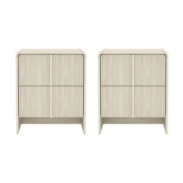 Manhattan Comfort Novara 2-Drawer Nightstand 22-in - Whitewashed Oak