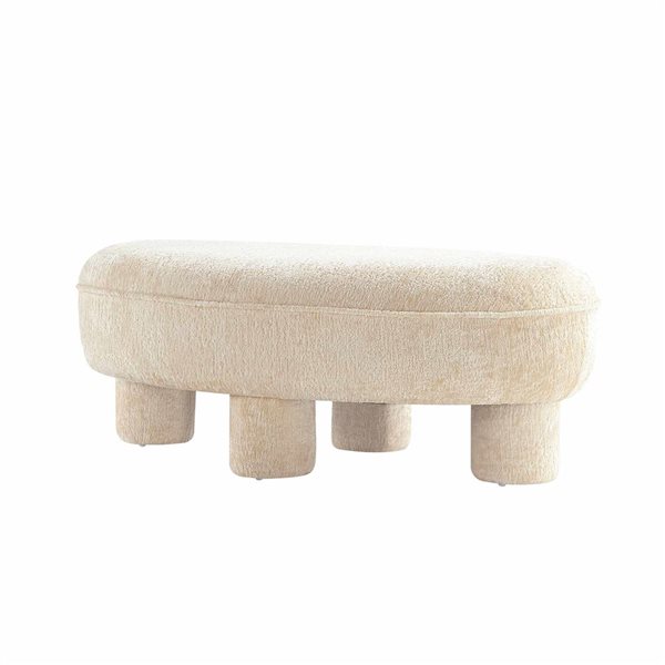 Manhattan Comfort Tribeca Chenille Upholstered Accent Ottoman - Cream