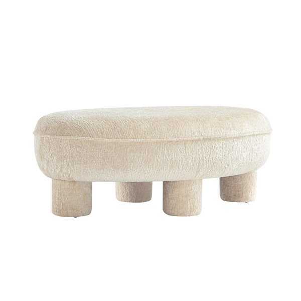 Manhattan Comfort Tribeca Chenille Upholstered Accent Ottoman - Cream
