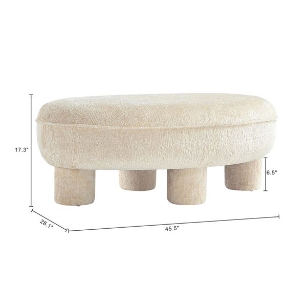 Manhattan Comfort Tribeca Chenille Upholstered Accent Ottoman - Cream