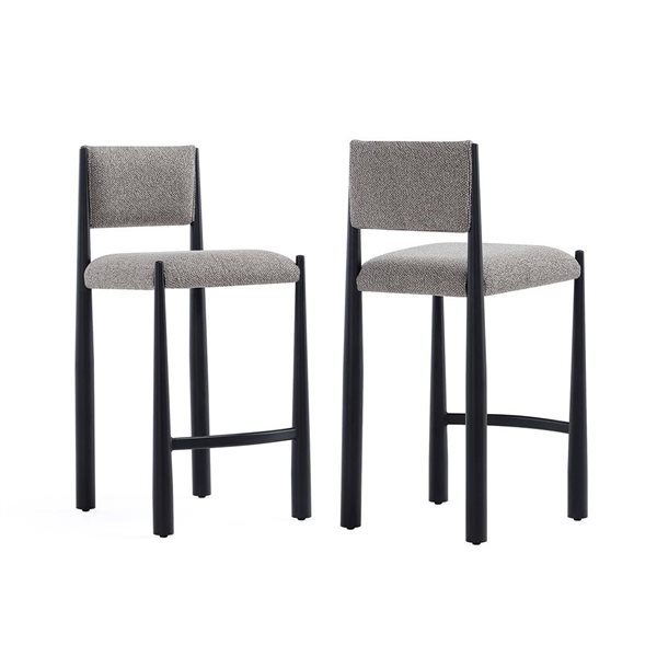 Manhattan Comfort Lennor Mushroom Boucle Upholstered Metal Counter Stool